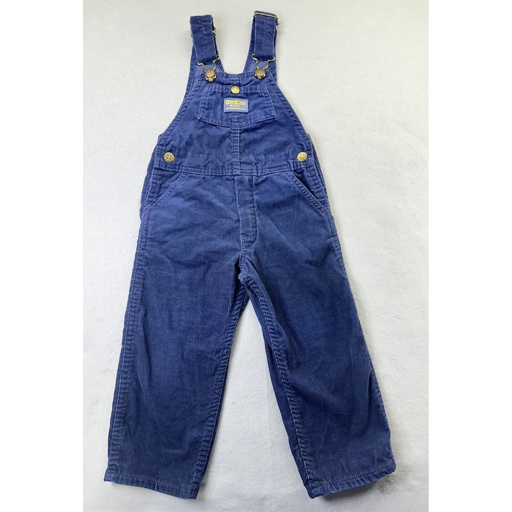 Oshkosh B'Gosh Vintage Blue Corduroy Overalls Bibs Size 4T USA Classic Unisex